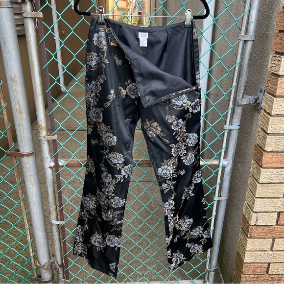 Cache Embellished Metallic Brocade Floral Pants 4 - Picture 1 of 15